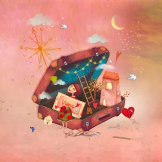 Carte et microfibre Suivre son coeur